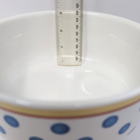 VTG Villeroy & Boch Twist Anna 2 Round Vegetable Bowls White Blue Polka Dots - Picture 8 of 14